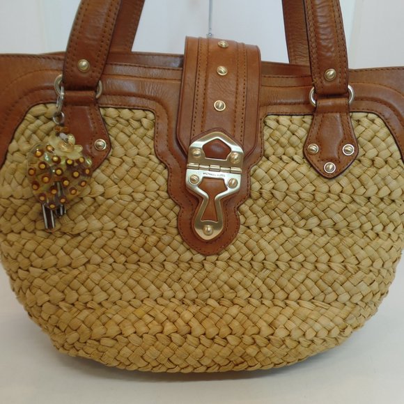 Michael By Michael Kors Santorini Raffia Tote With Beautiful Leather Accents - Picture 2 of 16